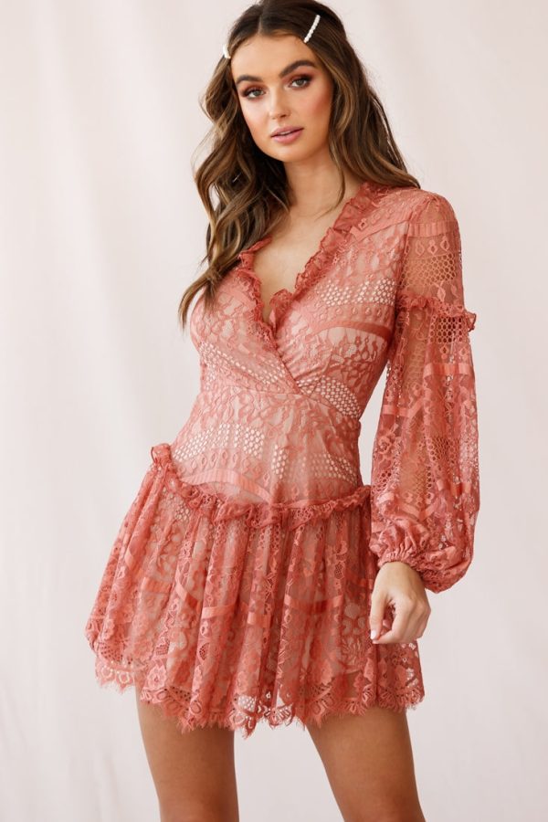 Albany Open Back Frill Dress Rose Sale