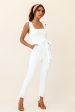 All For Love Square Neckline Ruffle Strap Jumpsuit White For Sale