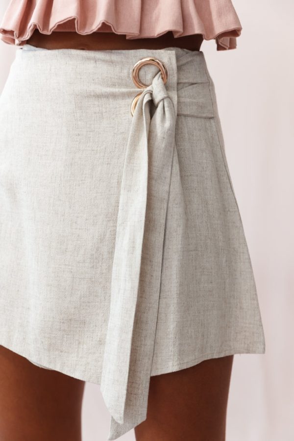 Amalfi Linen Eyelet Skort Natural Online Sale