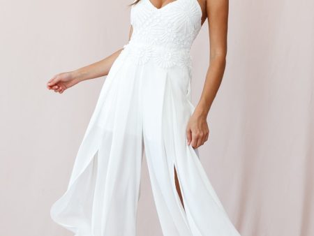 Ada Applique Embroidery Bust Wide Leg Jumpsuit White Online Hot Sale