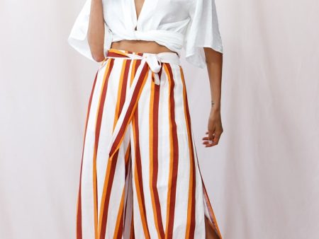 Aruba Wide Leg Side Split Pants Mustard Brick Supply