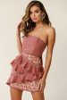 Aramis Strapless Lace & Ruffle Detail Dress Brown Fashion