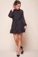 Tracee Open Black Ruffled Hemline Dress Black For Cheap