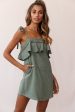 West Braid Detail Ruffle Bust Dress Olive Sale