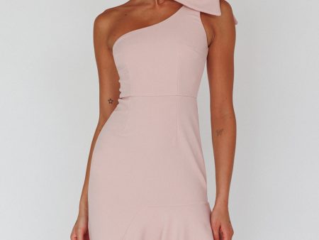 Tiffany One-Shoulder Bow Dress Blush Online Sale