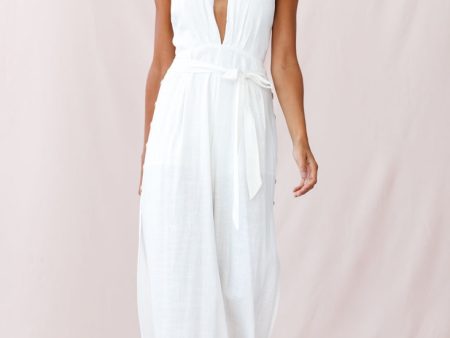 Aruba Wide Leg Halterneck Jumpsuit White For Cheap