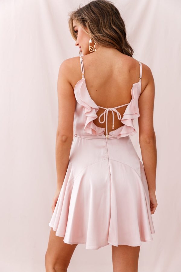 Valley Ruffle Tie-Up Back Dress Blush Online