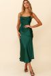 Well Versed Pleated Bust Front Split Dress Forest Green Online Hot Sale