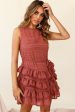 Zayah Sleeveless Layered Frill Dress Rose For Discount