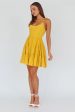 Allegra Fluted Hem Lace-Up Back Dress Yellow Discount