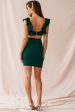 Ari Ruffle Crochet Detail Mini Dress Forest Green Online now