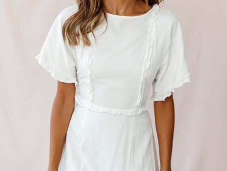 Thursday Ruffle Detail Lace-Up Back Dress White Online now