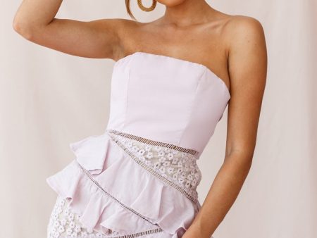 Aramis Strapless Lace & Ruffle Detail Dress Blush Online Hot Sale