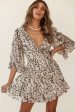 Albany Lace-Up Back Frill Dress Animal Print Beige Online Hot Sale