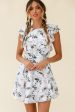 Wilton Ruffle Shoulder A-Line Dress Floral Print White Sale