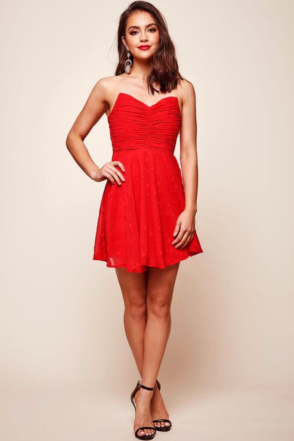 Tinseltown Ruched Party Dress Red Fashion