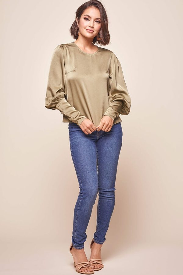 Westminster Leg-of-Mutton Sleeve Blouse Olive For Discount