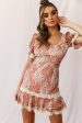 Andrea Puff Sleeve Lace Dress Rose Beige Discount