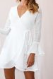 Viola Long Sleeve Wrap Dress White Supply