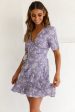 Wonderland Wrap Front Tea Dress Floral Print Lavender Supply