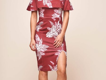 Alina Tiered Off Shoulder Dress Wine Base Online