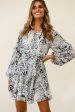 Angelini Long Sleeve Waist Tie Dress Floral Print Navy Online Hot Sale