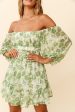 Abby Off-Shoulder Tie-Up Back Dress Floral Print Green Online