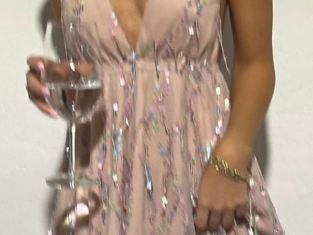 Ariana Sequin Party Dress Nude Multi Supply