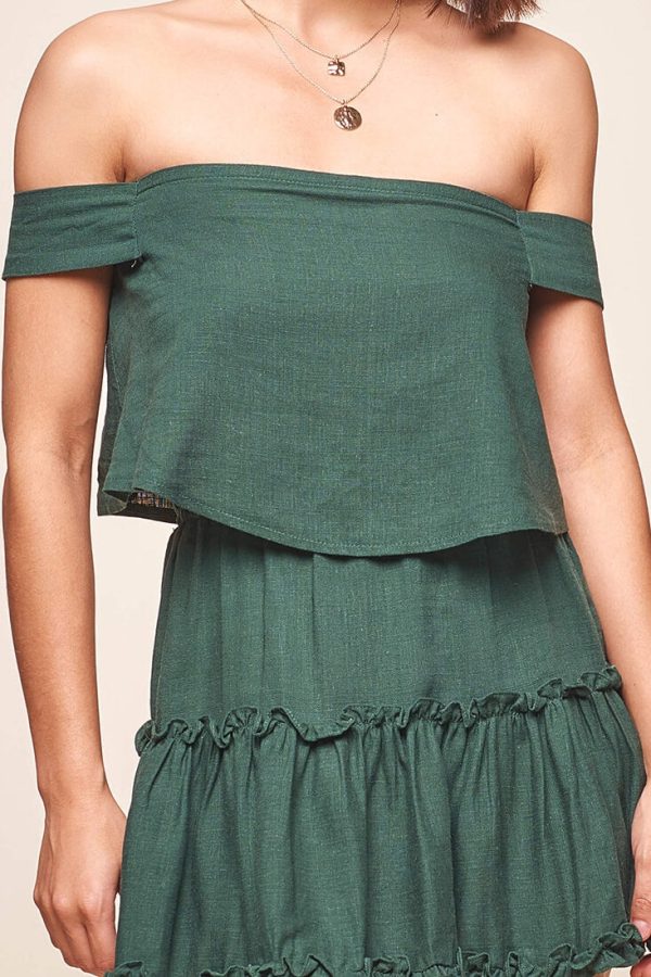 Alexi Off The Shoulder Top Forest Green Sale