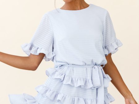 Zipporah Short Sleeve Layered Ruffle Dress Grey Supply