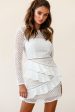 Aramis Long Sleeve Lace & Ruffle Detail Dress White Hot on Sale