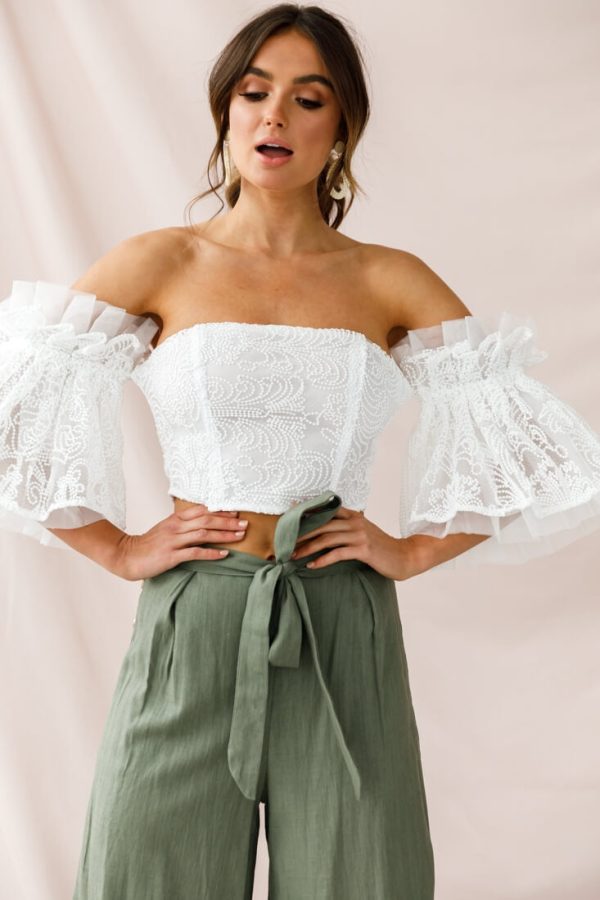 Arna Bell Sleeve Off-Shoulder Top White Hot on Sale