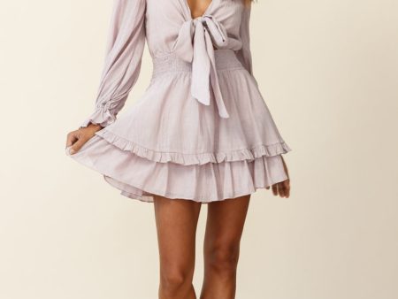 Anthea Bow-Tie Front Layered Frill Dress Blush Hot on Sale