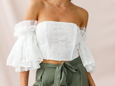 Arna Bell Sleeve Off-Shoulder Top White Hot on Sale