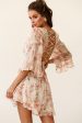 Albany Lace Up Back Frill Dress Lily Print Nude on Sale