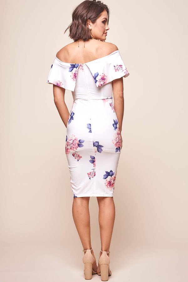 Alina Tiered Off Shoulder Dress White Floral Online Hot Sale