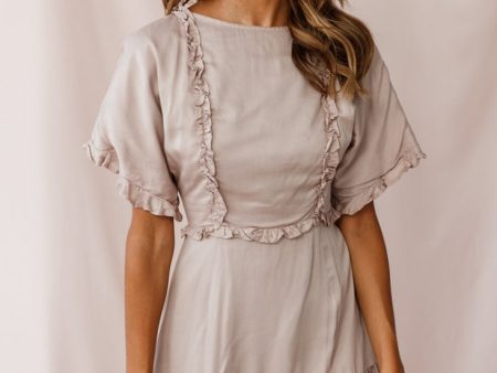 Thursday Ruffle Detail Lace-Up Back Dress Mocha For Discount