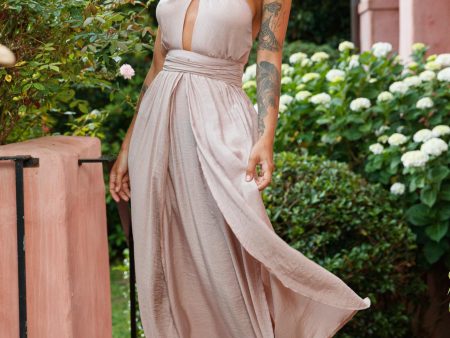 Athena High Split Maxi Dress Mocha Online Sale