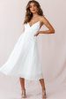 Artemis Accordion Pleat Strappy Back Midi Dress White Sale