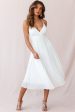 Artemis Accordion Pleat Strappy Back Midi Dress White Sale