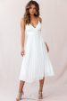 Artemis Accordion Pleat Strappy Back Midi Dress White Sale