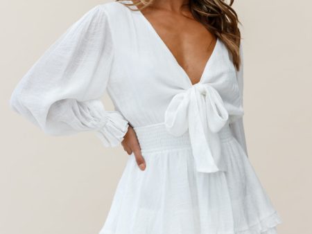 Anthea Bow-Tie Front Layered Frill Dress White Fashion