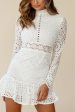 Anglaise Embroidered Long Sleeve Turtleneck Dress White Online Sale