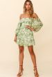 Abby Off-Shoulder Tie-Up Back Dress Floral Print Green Online