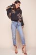 Alejandra Floral Print Bat Sleeve Top Black Supply