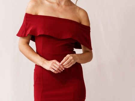 Alina Elegant Bodycon Dress Red Wine Online now