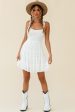 Allegra Fluted Hem Lace-Up Back Dress White Cheap