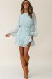 Always & Forever Long Balloon Sleeve Crew Neck Dress Paisley Print Mint For Cheap