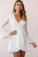 Viola Long Sleeve Wrap Dress Beige Discount