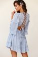 Albany Lace Up Back Frill Dress Shirred Grey Online